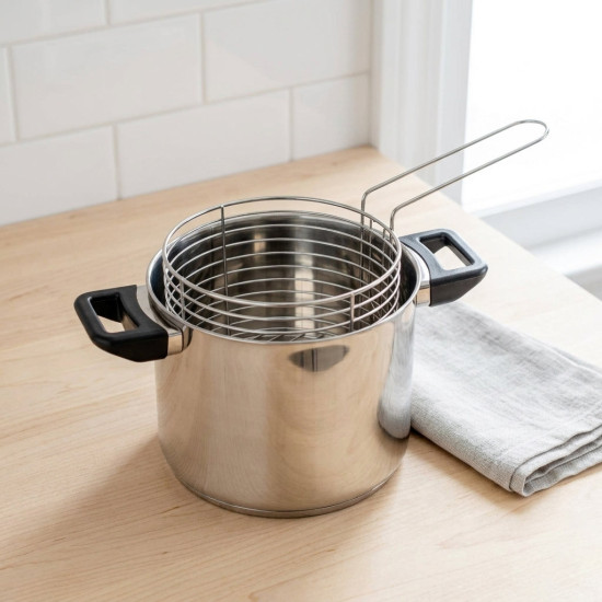Stainless Steel Frying Pot with Basket 